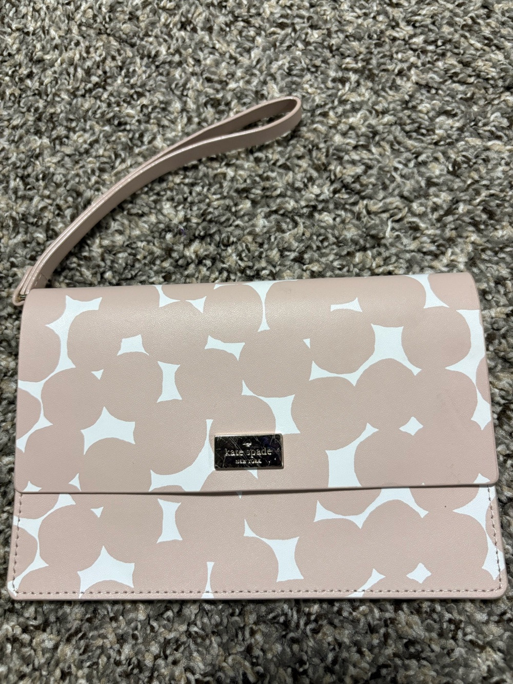 kate spade Blush Pink and White Patterned wristlet